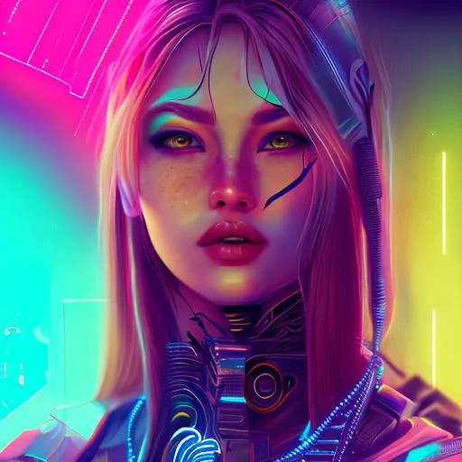 girl detailed beautiful colorfull cyberpunk characte... | OpenArt