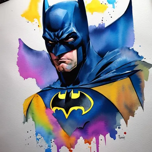 Prompt: Batman prismatic watercolor