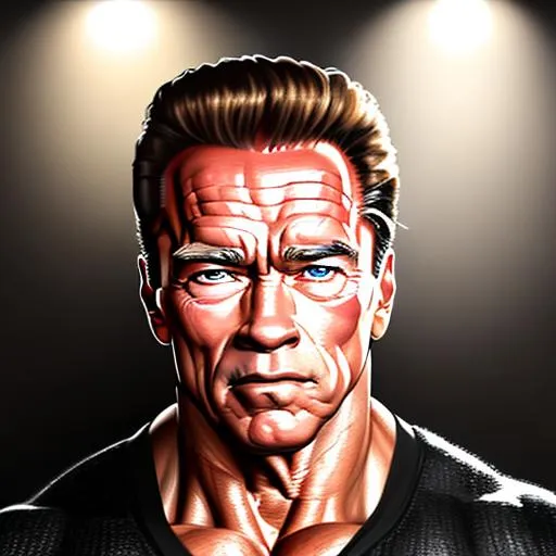 Prompt: Actor Arnold Schwarzenegger, age 90, cute beautiful detailed digital oil painting, eye frontal
