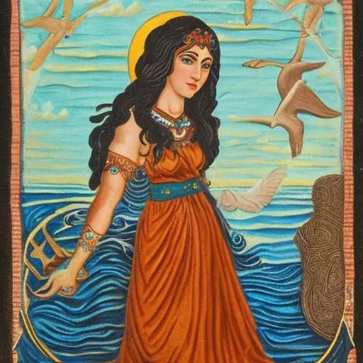 Prompt: Armenian pagan goddess of the sea and water Tsovinar