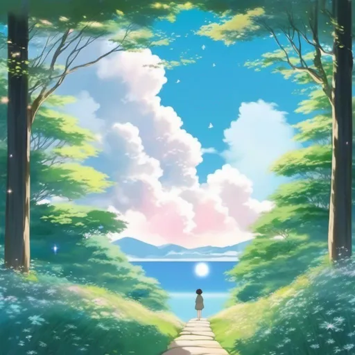 Prompt: aesthetic profile picture anime ghibli simple calming space ethereal