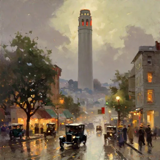 Prompt: coit tower art by Edouard Cortes