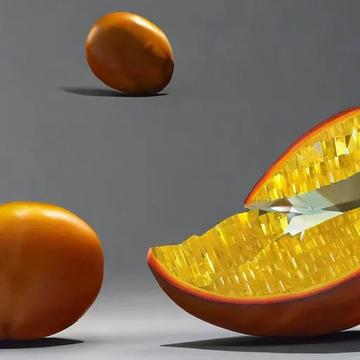 Prompt: high quality, high resolution photorealistic picture of a crystalline  mango but made out of crystals