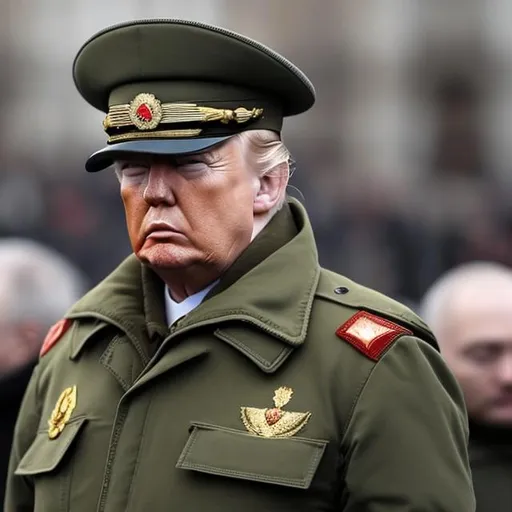 Prompt: Russian marshal of the army Donald Trump