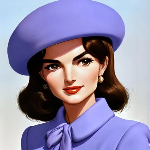 Prompt: Jackie Kennedy ,pretty outfit, pillbox hat,closeup