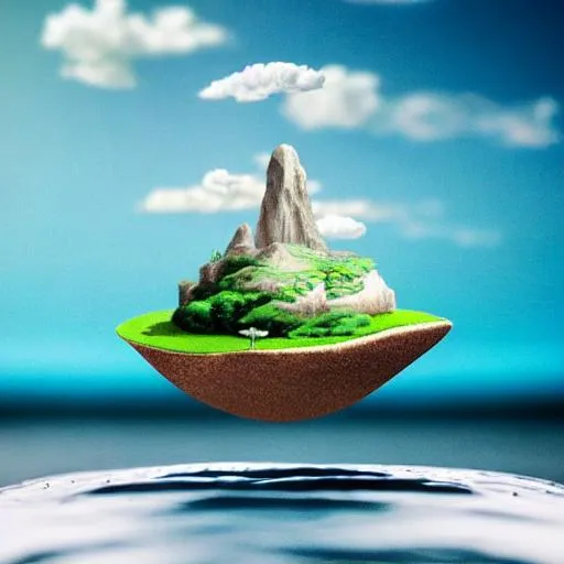 Prompt: 100mm photo of isometric floating island on the surface of the ocean, surreal futuristic sports car, intricate, high detail, behance, microworlds smooth, macro sharp focus, centered