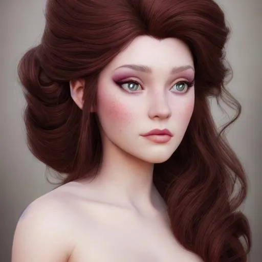 Prompt: beautiful, cartoon to real life, vanessa, ursula as a beatiful human, dark brown hair, wedding dress, from disney's the little mermaid, hyper realistic, portrait, highly detailed, digital painting, artstation, concept art, sharp focus, illustration, 3d life like