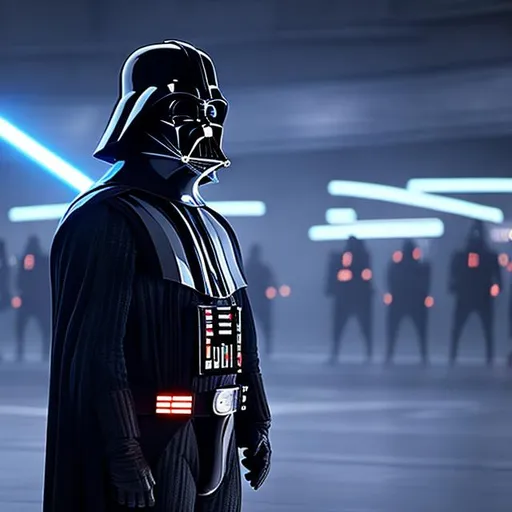 Prompt: Darth Vader in Tron: Legacy