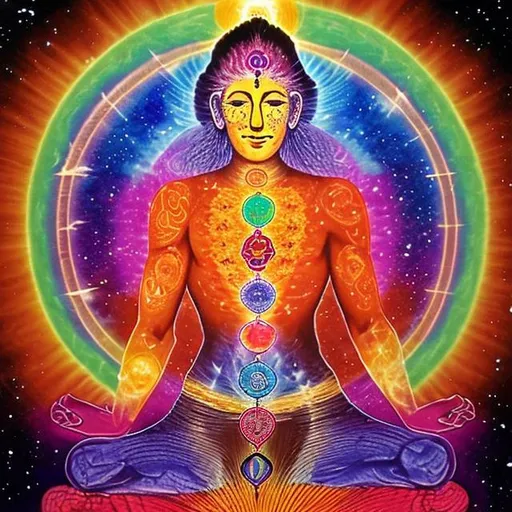 Prompt: Chakras opening up cosmic consciousness 