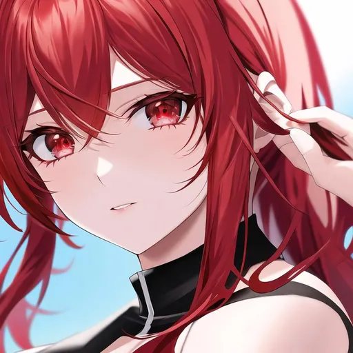 red hair, super detailed red eyes