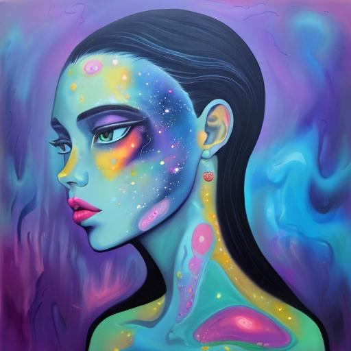 Surreal Portrait Of Beautiful Female, Cosmic Landsca