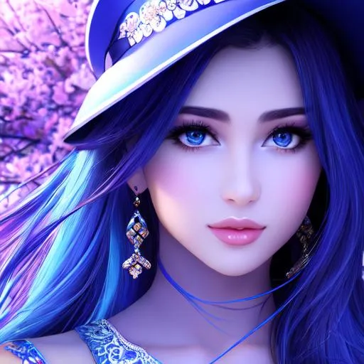 Beautiful girl in colors of blue | OpenArt