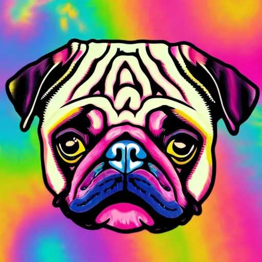 Prompt: Pug in the style of Lisa frank