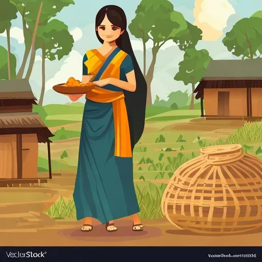 Prompt: Vector Indain character of a rural women
