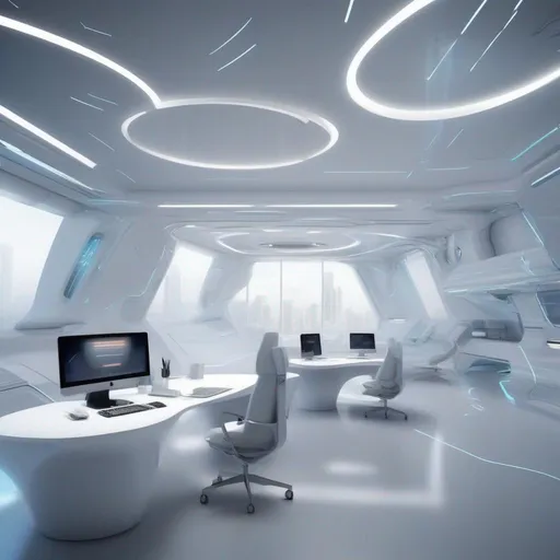 Prompt: Futuristic inside office