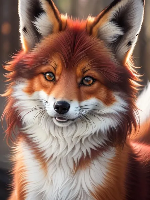 Prompt: (3D, 8k, masterpiece, oil painting, professional, UHD character, UHD background) Portrait of Vixey, Fox and Hound, close up, mid close up, brilliant red fur, brilliant amber eyes, big sharp 8k eyes, sweetly peacefully smiling, detailed smiling face, extremely beautiful, alert, curious, uv, uwu, open mouth, enchanted garden, vibrant flowers, vivid colors, lively colors, vibrant, high saturation colors, flower wreath, detailed smiling face, highly detailed fur, highly detailed eyes, highly detailed defined face, highly detailed defined furry legs, highly detailed background, full body focus, UHD, HDR, highly detailed, golden ratio, perfect composition, symmetric, 64k, Kentaro Miura, Yuino Chiri, intricate detail, intricately detailed face, intricate facial detail, highly detailed fur, intricately detailed mouth