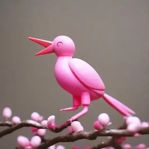 Prompt: pink bird with long head

