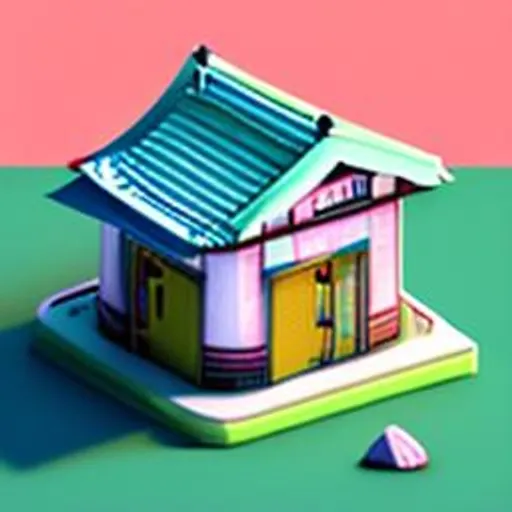 Prompt: Tiny cute isometric japanese house, soft smooth lighting, soft colors, soft colors, 100mm lens, 3d blender render, trending on polycount, modular constructivism, blue blackground, physically based rendering, centered