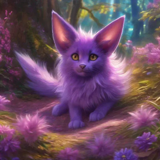 Prompt: (Espeon), realistic, photograph, fantasy, epic oil painting, (hyper real), furry, (hyper detailed), extremely beautiful, on back, playful, UHD, studio lighting, best quality, professional, ray tracing, 8k eyes, 8k, highly detailed, highly detailed fur, hyper realistic thick purple fur, canine quadruped, (high quality lilac fur), fluffy, shiny fur, full body shot, top quality art, hyper detailed eyes, depth, perfect composition, ray tracing, vector art, masterpiece, trending, instagram, artstation, deviantart, best art, best photograph, unreal engine, high octane, cute, adorable smile, lying on back, flipped on back, lazy, peaceful, highly detailed background, vivid, vibrant, intricate facial detail, incredibly sharp detailed eyes, incredibly realistic scarlet fur, concept art, anne stokes, yuino chiri, character reveal, extremely detailed fur, sapphire sky, complementary colors, golden ratio, rich shading, vivid colors, high saturation colors, silver light beams