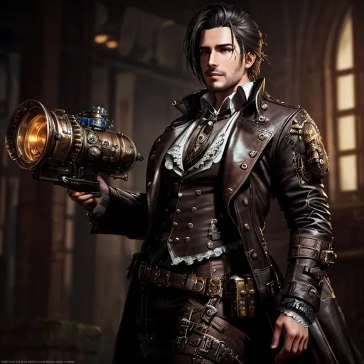 Prompt: extremely realistic, hyperdetail, Steampunk machinist, RPG, D&D, highly detailed face, highly detailed eyes, full body, whole body visible, full character visible, soft lighting, high definition, ultra realistic, unreal engine 5, 8K, digital art