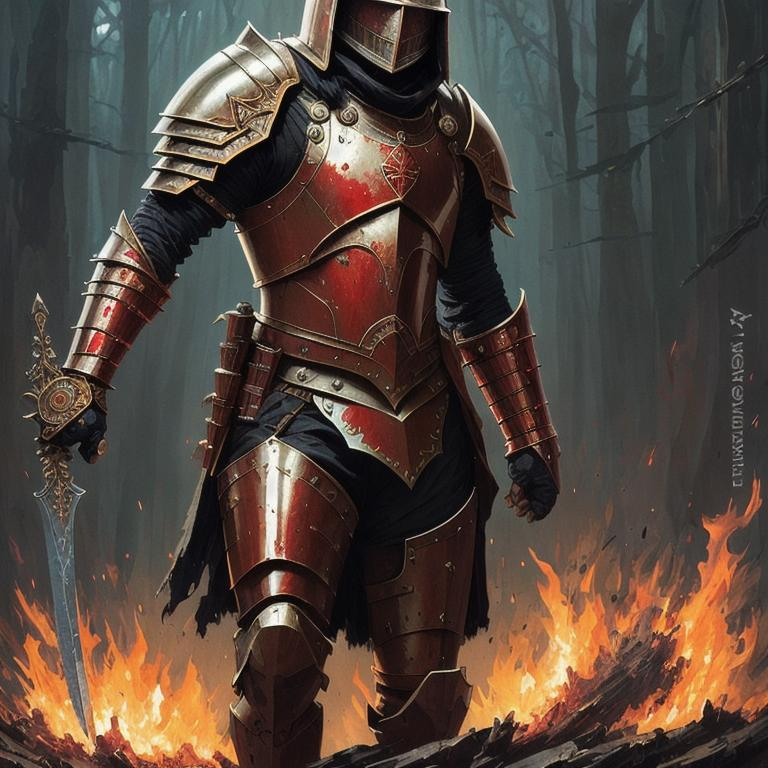 blood:10, gore, battle, guts, knight plate armour, G... | OpenArt