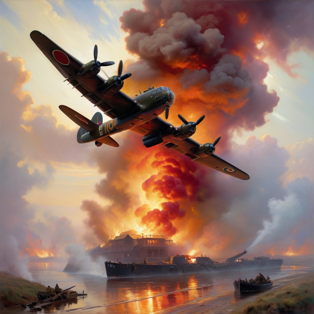 Please produce a painting of a British Lancaster Bom... | OpenArt