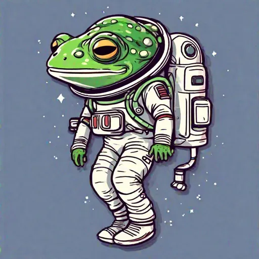 Prompt: astronout 2d with frog head