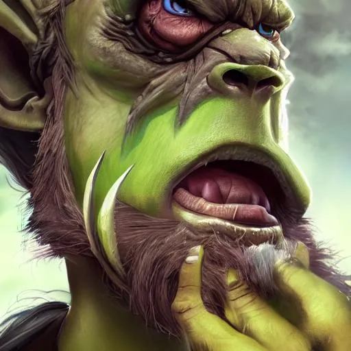 Prompt: Portrait of a Green Angry Orc from Warcraft, high fantasy, matte painting, trending on artstation, artstationHD, artstationHQ