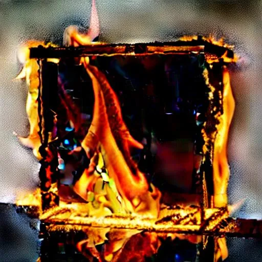 Prompt: fire inside water inside glass

