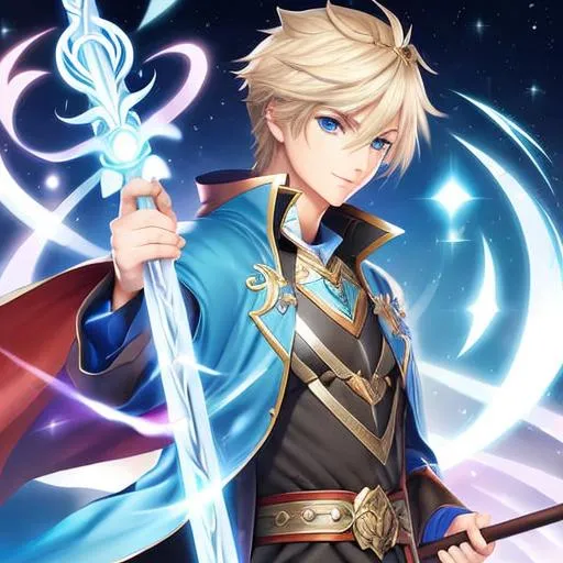 Prompt: 1 male Wizard holding a staff, ability image