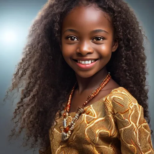 Prompt: Please create a professionally taken photograph (portrait), best quality, (8k, RAW photo, best quality, masterpiece:1.2), (realistic, photo-realistic:1.4), ultra-detailed, perfect detail, looking at the viewer, beautiful african girl smiling, long hair, white teeth, light reflections, office background, wearing, black suit, light reflections, angelic cute face, blue eyes