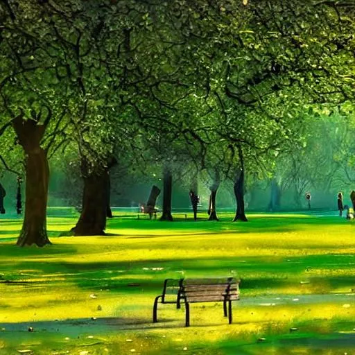 Prompt: watercolor picture of green park with birds  hight quality
