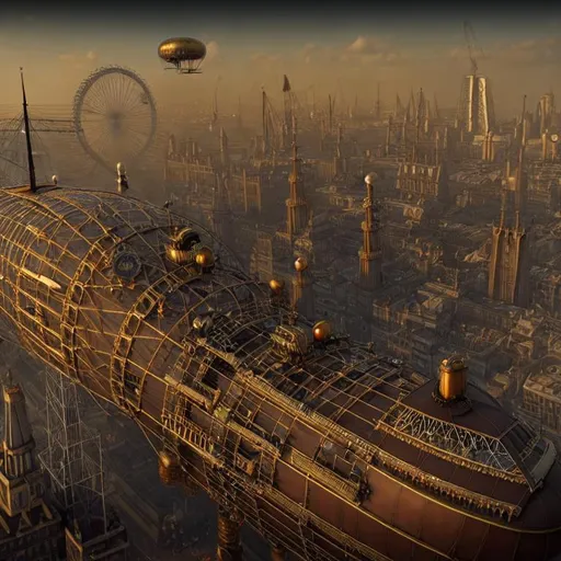 Prompt: steampunk airship city London  8k HDDR