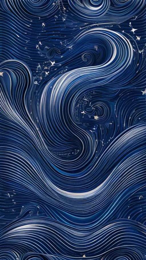 Prompt: deep blue wavy background with rare inserts of stars