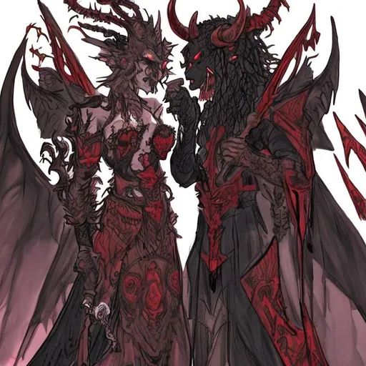 Prompt: demon queen and king asmodeus wedding