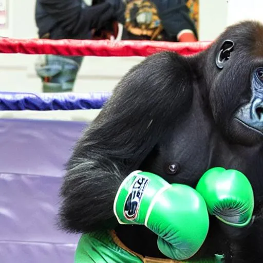 Prompt: gorillas boxing