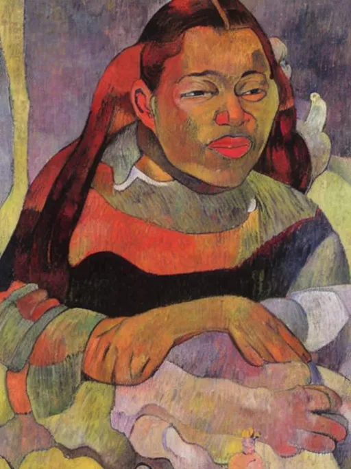 Prompt: A colour Portrait in the style of Gauguin