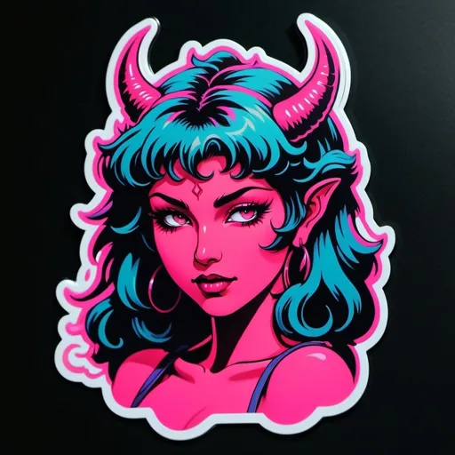 Prompt: beautiful female demon, hell, demonic, vaporwave, retro, neon, aesthetic, liminal, high quality, high definition, beautiful, dramatic lighting