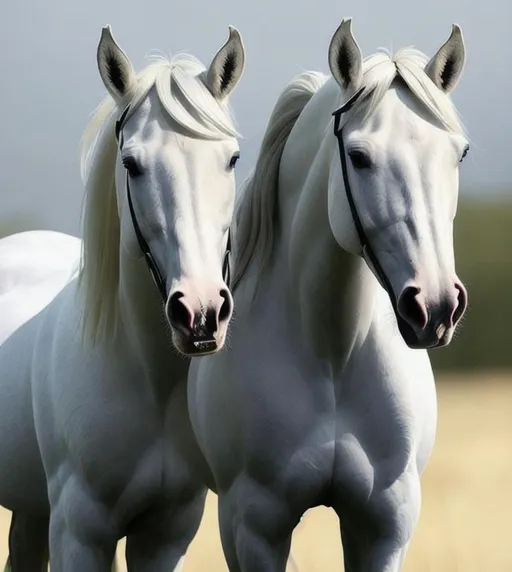 Prompt: a beautiful stuning white horse, good proportion, perfect symetrical