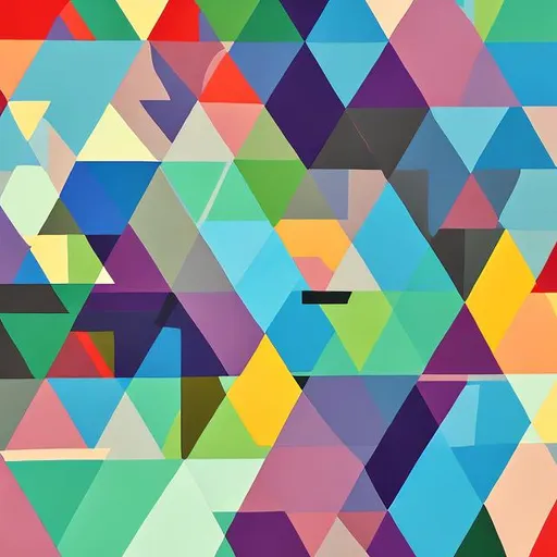 Prompt: Colors and shapes, triangles squares circles, pastel colors, contemporary art, canvas, oil paintings