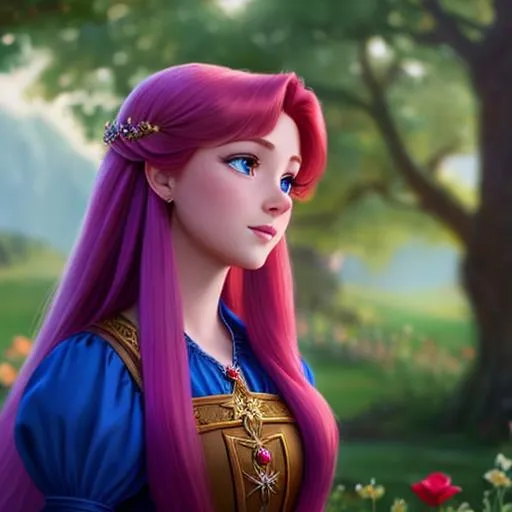 Prompt: a realistic feminine princess, Rapunzel, but with red hair, HD
