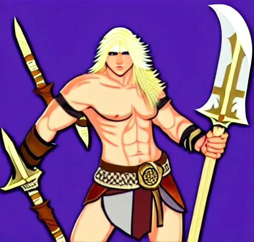 Prompt: male blonde barbarian fantasy rpg


