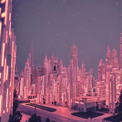 Prompt: City made of White and pink Lights