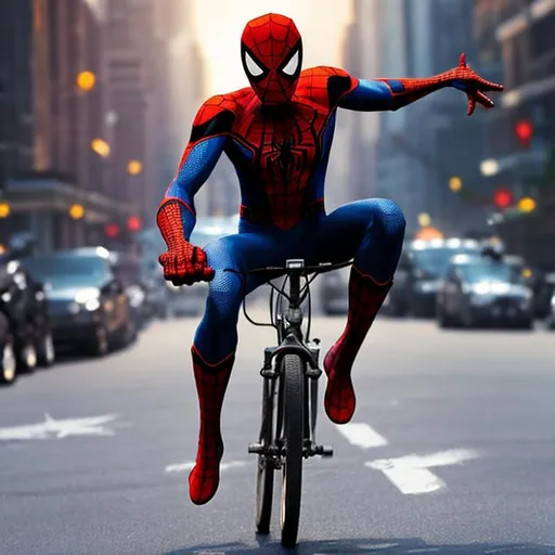 spiderman riding a bike