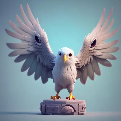 Prompt: tiny cute flying eagle toy, standing character, soft smooth lighting, soft pastel colors, skottie young, 3d blender render, polycount, modular constructivism, pop surrealism, physically based rendering, square image