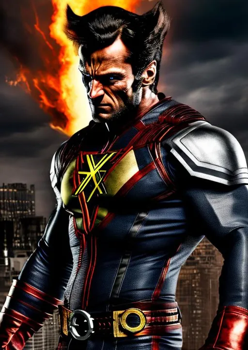 Prompt: High-resolution hyperrealistic photo of x-man colossus peter rasputin merged with wolverine, metal skin, black and bronze and red costume, uhd, hdr, 64k