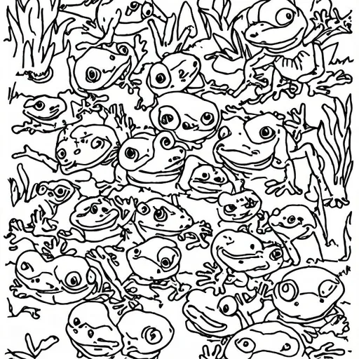 Prompt: coloring page frogs