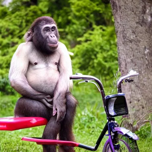 Prompt: ape on a tricycle