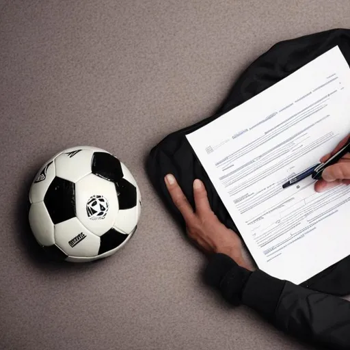 Prompt: A soccer player signing a contract  for a club