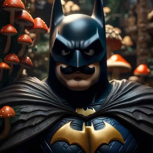 Prompt: Portrait of {Mario as batman}, at {mushrooms kingdom}perfect composition, hyperrealistic, super detailed, 8k, high quality, trending art, trending on artstation, sharp focus, studio photo, intricate details, highly detailed,happy face, by greg rutkowski